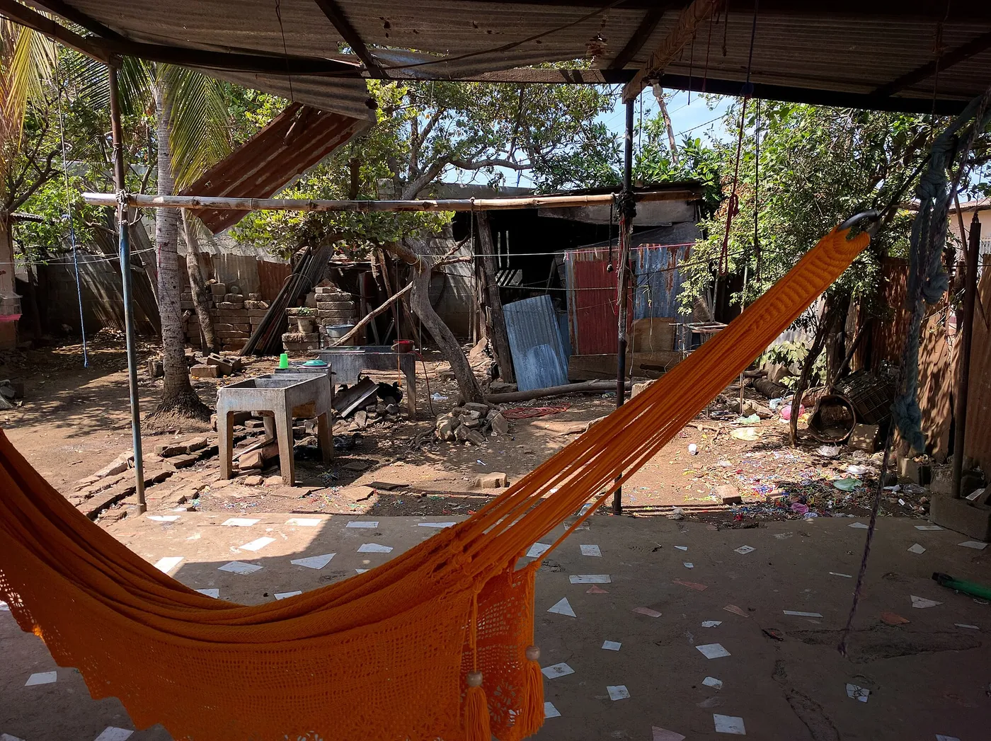 Hammocks being woven in a workshop