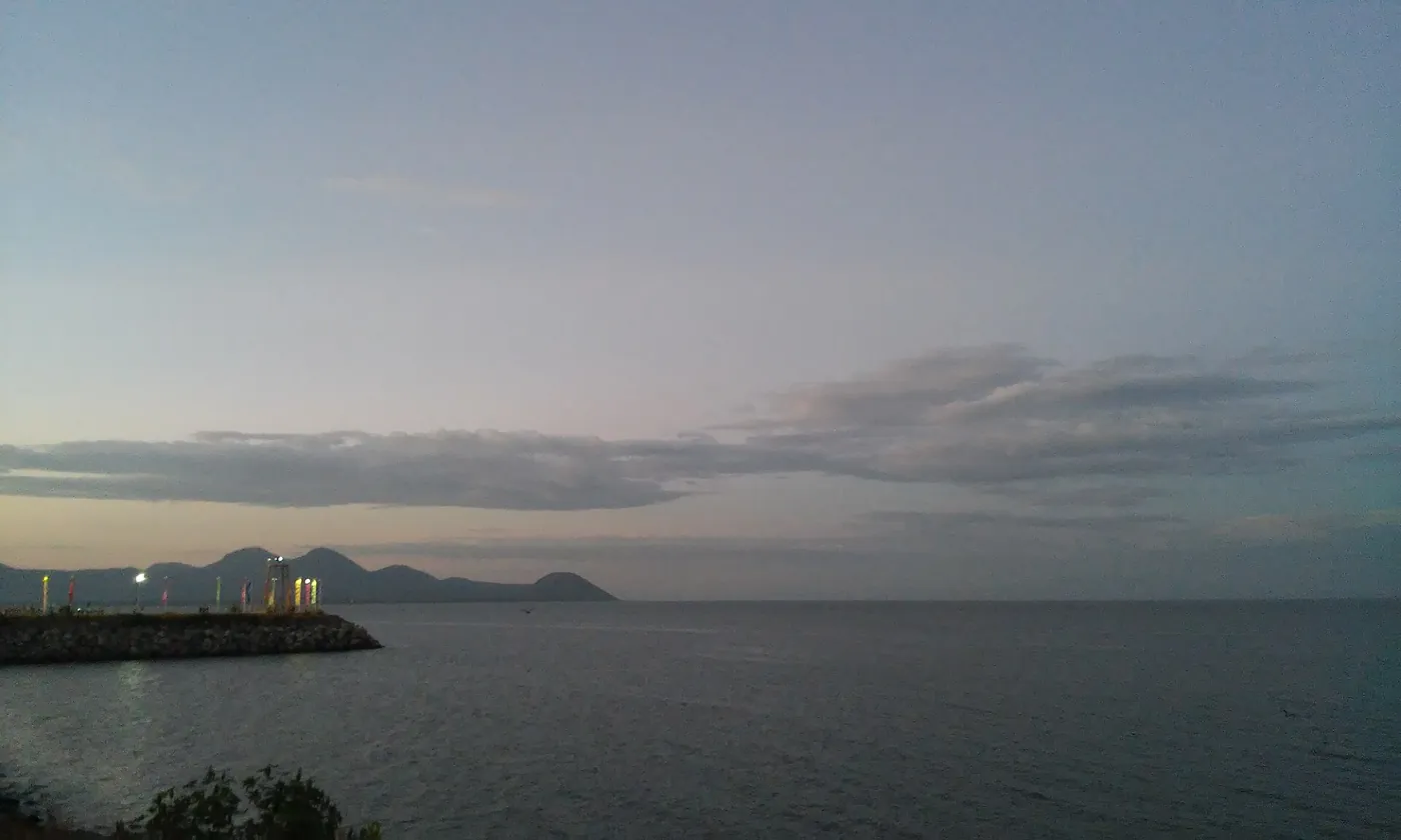 Lake Managua under a clear blue sky