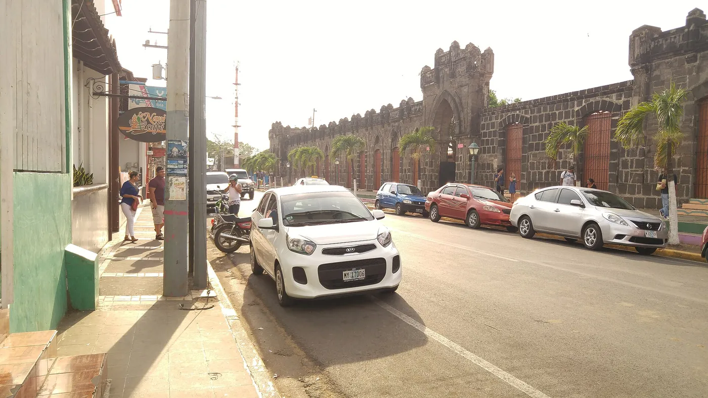 The arcaded crafts market building in Masaya with stalls around a courtyard